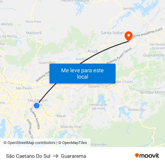 São Caetano Do Sul to Guararema map