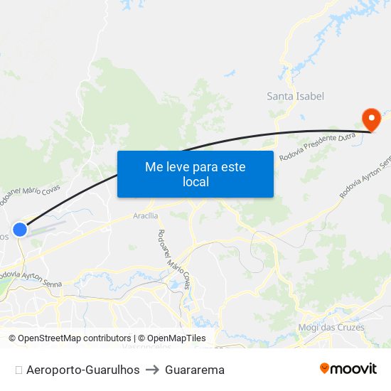 ✈️ Aeroporto-Guarulhos to Guararema map