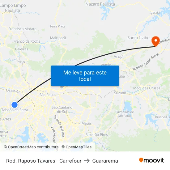 Rod. Raposo Tavares - Carrefour to Guararema map