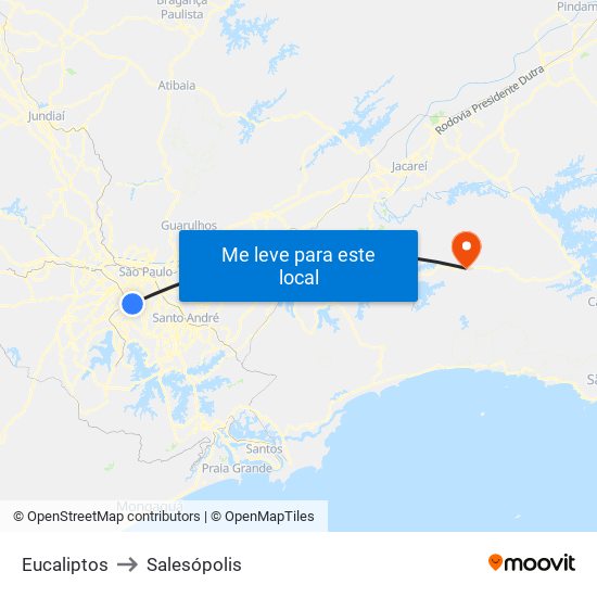 Eucaliptos to Salesópolis map