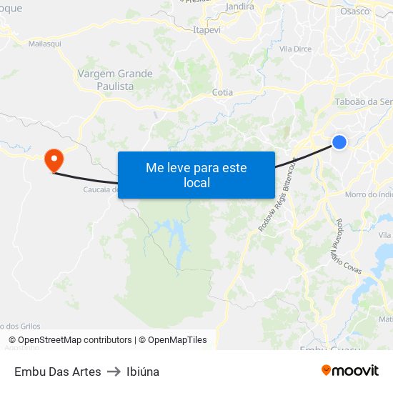 Embu Das Artes to Ibiúna map