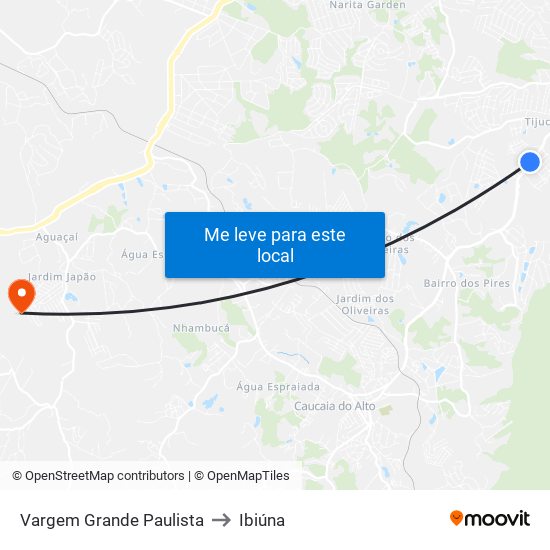 Vargem Grande Paulista to Ibiúna map