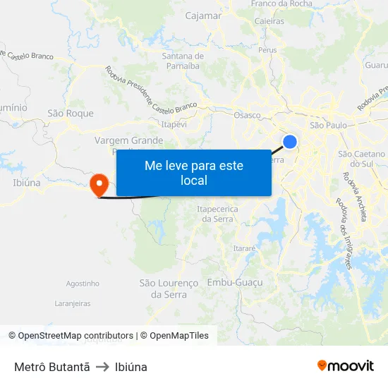 Metrô Butantã to Ibiúna map