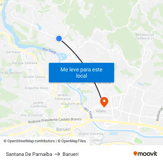 Santana De Parnaíba to Barueri map