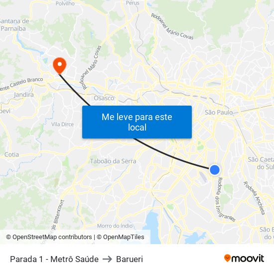 Parada 1 - Metrô Saúde to Barueri map