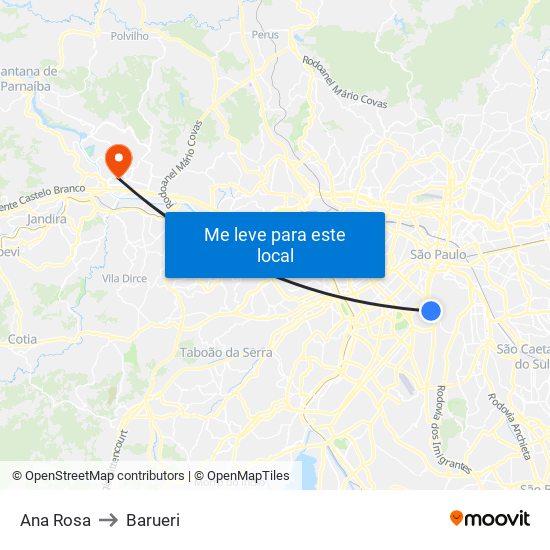 Ana Rosa to Barueri map