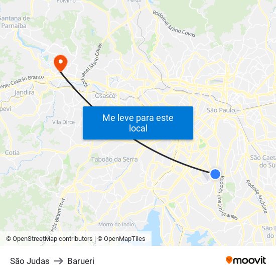 São Judas to Barueri map