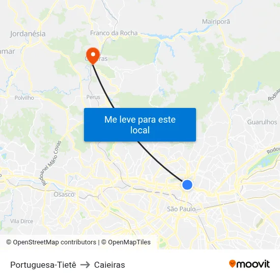 Portuguesa-Tietê to Caieiras map