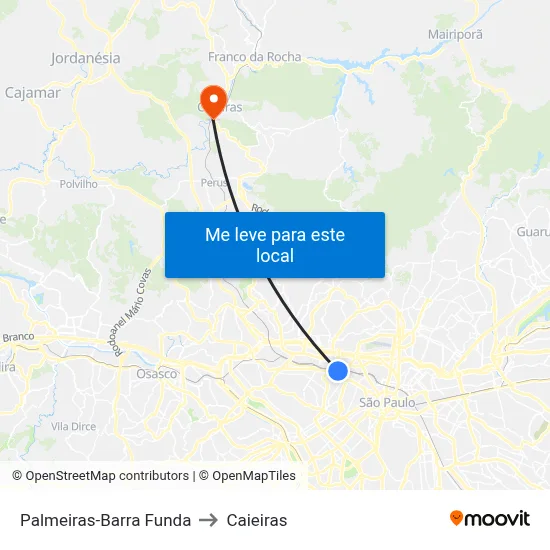 Palmeiras-Barra Funda to Caieiras map