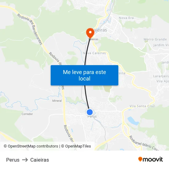 Perus to Caieiras map