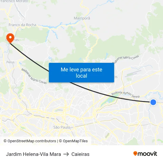 Jardim Helena-Vila Mara to Caieiras map