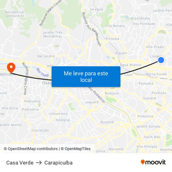 Casa Verde to Carapicuíba map