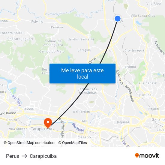 Perus to Carapicuíba map