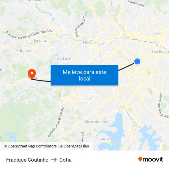 Fradique Coutinho to Cotia map