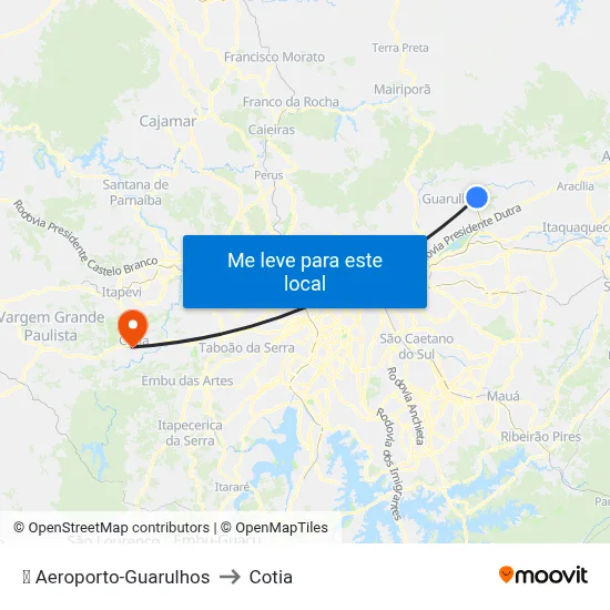 ✈️ Aeroporto-Guarulhos to Cotia map