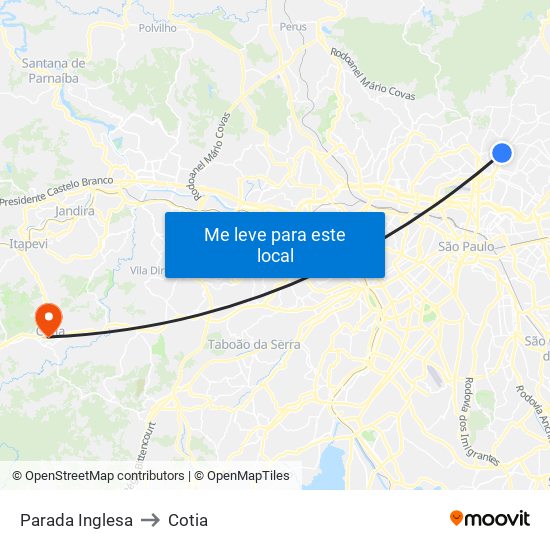 Parada Inglesa to Cotia map