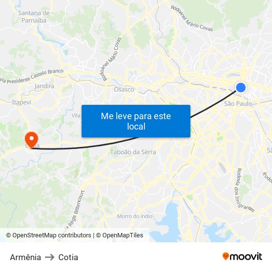 Armênia to Cotia map