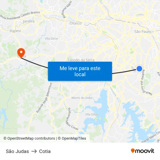 São Judas to Cotia map