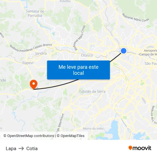 Lapa to Cotia map