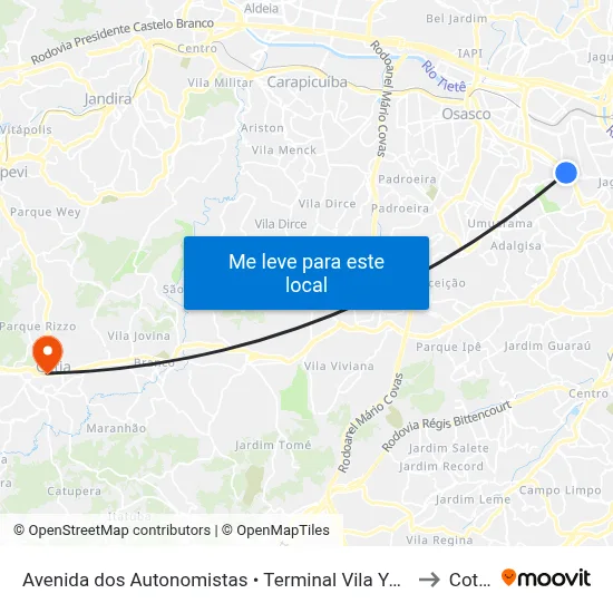 Avenida dos Autonomistas • Terminal Vila Yara to Cotia map