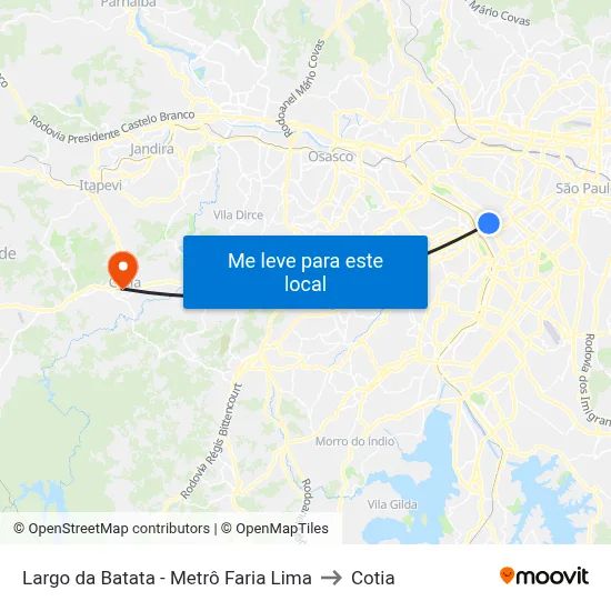 Largo da Batata - Metrô Faria Lima to Cotia map