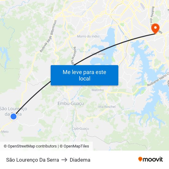 São Lourenço Da Serra to Diadema map