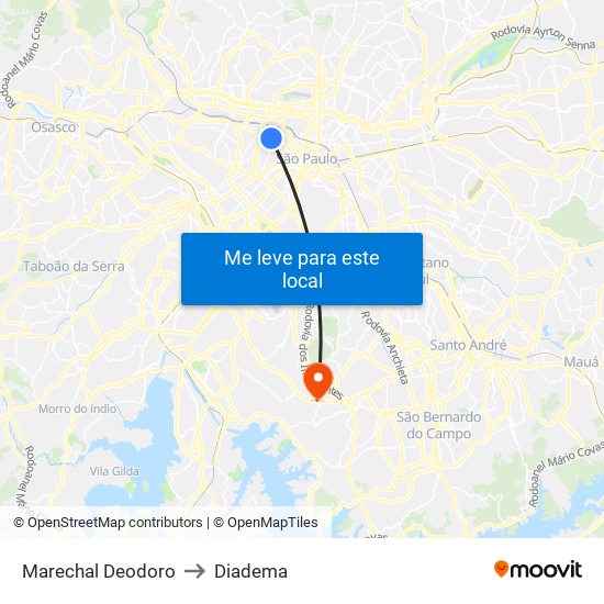 Marechal Deodoro to Diadema map