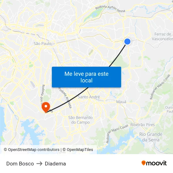 Dom Bosco to Diadema map