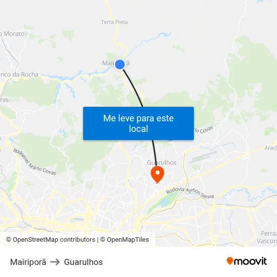 Mairiporã to Guarulhos map