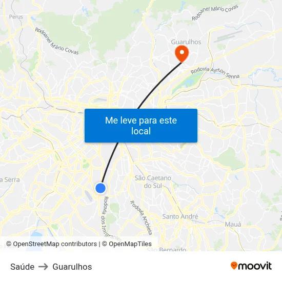 Saúde to Guarulhos map