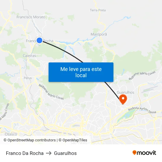 Franco Da Rocha to Guarulhos map