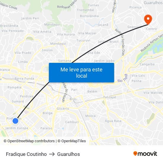 Fradique Coutinho to Guarulhos map