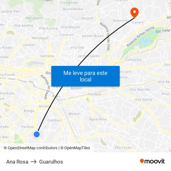 Ana Rosa to Guarulhos map