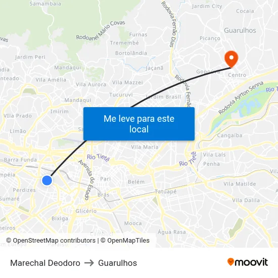 Marechal Deodoro to Guarulhos map