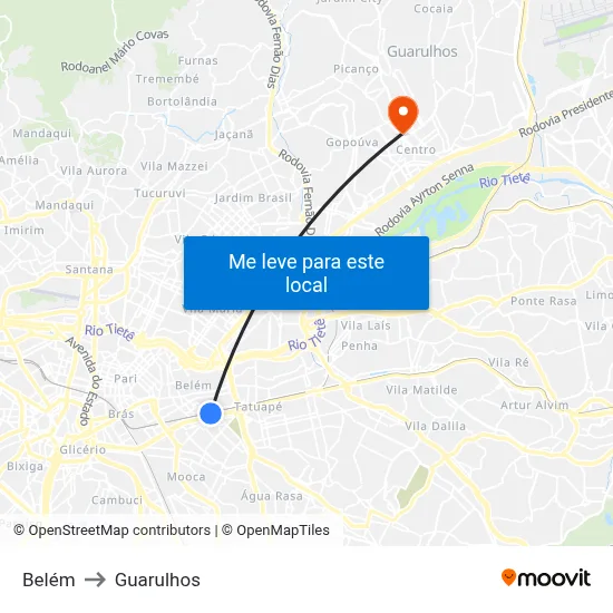 Belém to Guarulhos map
