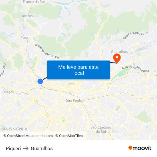 Piqueri to Guarulhos map