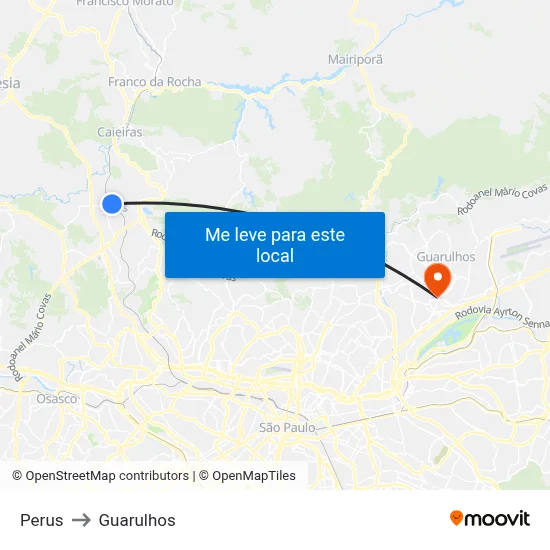 Perus to Guarulhos map