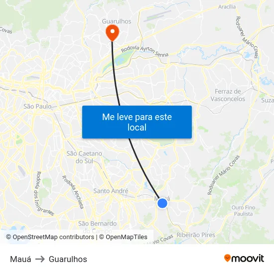 Mauá to Guarulhos map