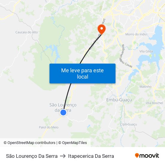 São Lourenço Da Serra to Itapecerica Da Serra map