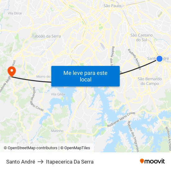 Santo André to Itapecerica Da Serra map