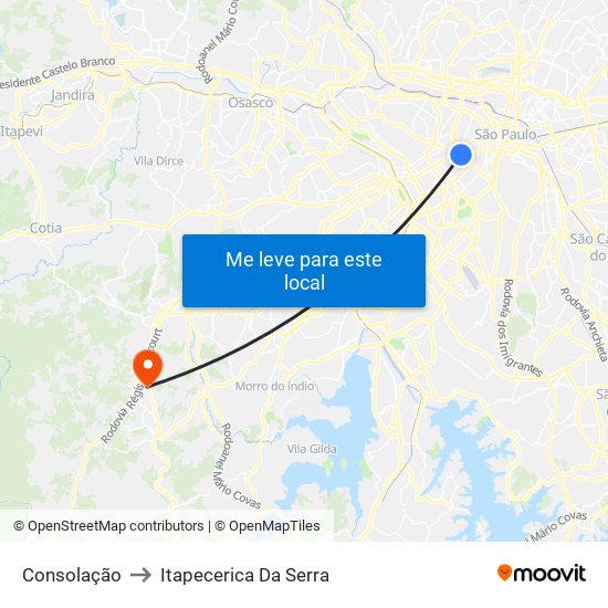 Consolação to Itapecerica Da Serra map