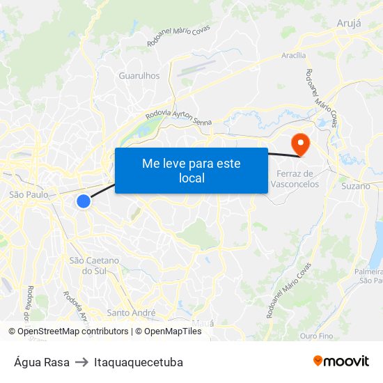 Água Rasa to Itaquaquecetuba map