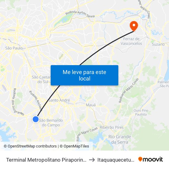 Terminal Metropolitano Piraporinha to Itaquaquecetuba map