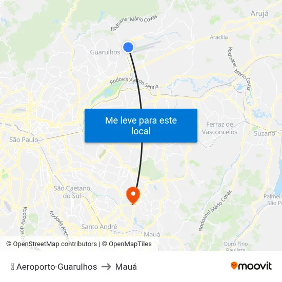 ✈️ Aeroporto-Guarulhos to Mauá map