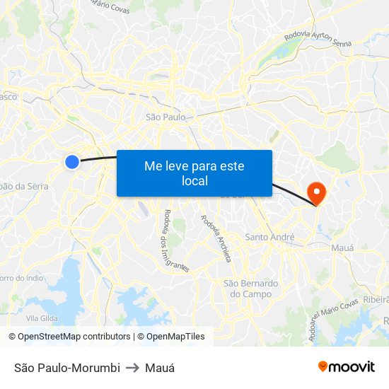 São Paulo-Morumbi to Mauá map