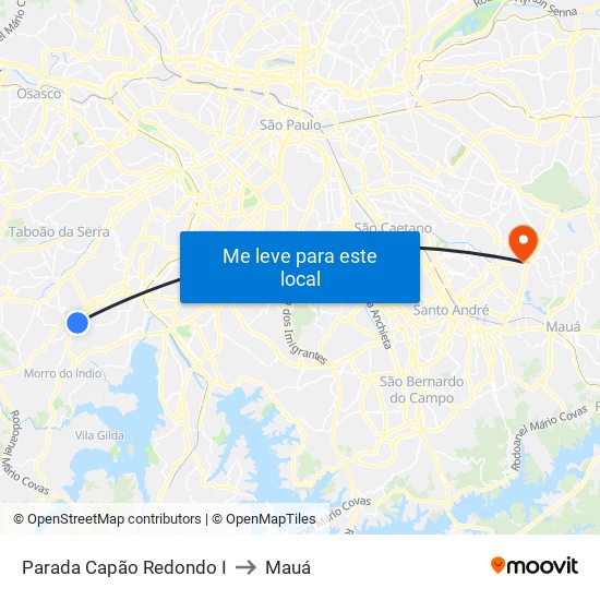 Parada Capão Redondo I to Mauá map