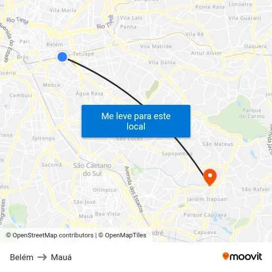 Belém to Mauá map