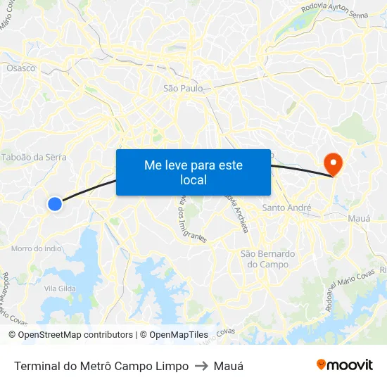 Terminal do Metrô Campo Limpo to Mauá map