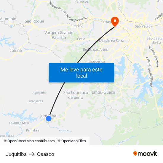 Juquitiba to Osasco map