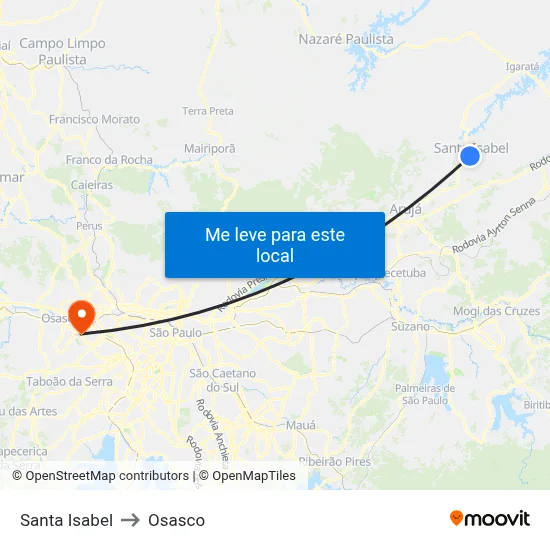 Santa Isabel to Osasco map